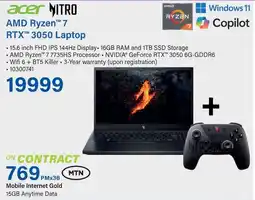 Incredible Connection Acer AMD Ryzen 7 RTXT 3050 Laptop offer