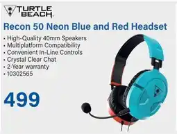 Incredible Connection Turtle Beach Recon 50 Neon Blue and Red Headset offer