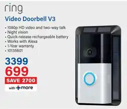 Incredible Connection Ring Video Doorbell V3 offer