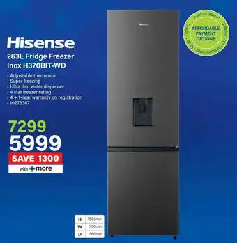 Incredible Connection Hisense Fridge Freezer Inox H370BIT-WD offer