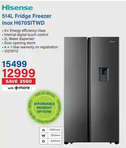 Incredible Connection Hisense Fridge Freezer Inox H670SITWD offer
