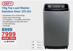 Incredible Connection DEFY Top Load Washer Stainless Steel DTL153 offer