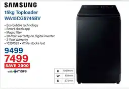 Incredible Connection SAMSUNG Toploader WA15CG5745BV offer