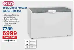 Incredible Connection DEFY Chest Freezer White DMF454 offer