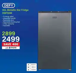 Incredible Connection DEFY Metallic Bar Fridge DBF90M offer