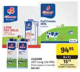 Makro CLOVER UHT Long Life Milk Full cream or Low fat offer