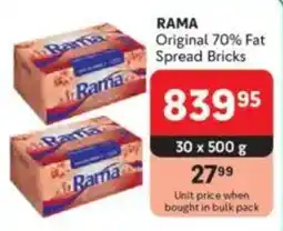 Makro RAMA Original 70% Fat Spread Bricks offer