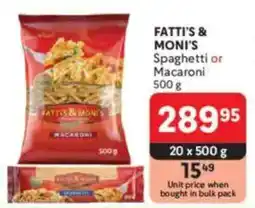 Makro FATTI'S & MONI'S Spaghetti or Macaroni offer
