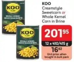 Makro KOO Creamstyle Sweetcorn or Whole Kernel Corn in Brine offer