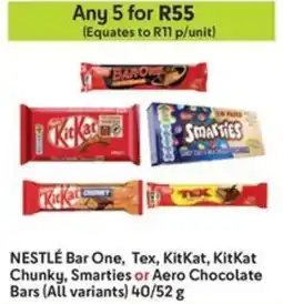 Makro NESTLÉ Bar One, Tex, KitKat, KitKat Chunky, Smarties or Aero Chocolate Bars offer