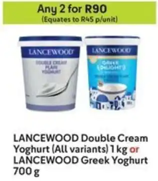 Makro LANCEWOOD Double Cream Yoghurt or LANCEWOOD Greek Yoghurt offer