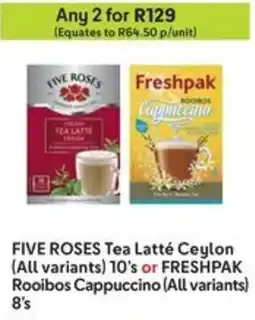 Makro FIVE ROSES Tea Latté Ceylon or FRESHPAK Rooibos Cappuccino offer