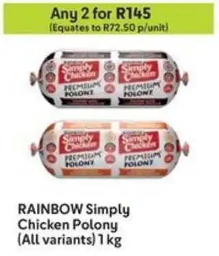 Makro RAINBOW Simply Chicken Polony offer