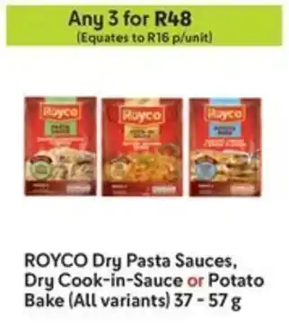 Makro ROYCO Dry Pasta Sauces, Dry Cook-in-Sauce or Potato Bake offer