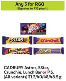 Makro CADBURY Astros, 5Star, Crunchie, Lunch Bar or P.S. offer