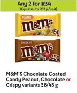 Makro M&M'S Chocolate Coated Candy Peanut, Chocolate or Crispy variants offer