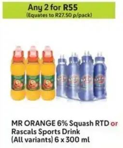 Makro MR ORANGE 6% Squash RTD or Rascals Sports Drink offer
