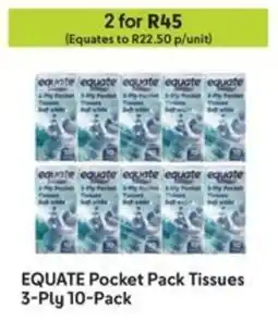 Makro EQUATE Pocket Pack Tissues 3-Ply offer