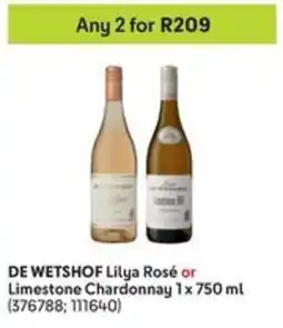 Makro DE WETSHOF Lilya Rosé or Limestone Chardonnay offer