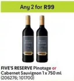 Makro FIVE'S RESERVE Pinotage or Cabernet Sauvignon offer