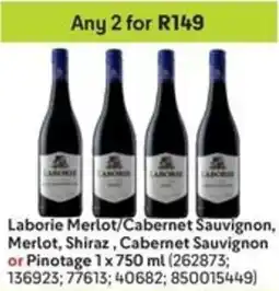 Makro Laborie Merlot/Cabernet Sauvignon, Merlot, Shiraz, Cabernet Sauvignon or Pinotage offer