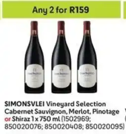Makro SIMONSVLEI Vineyard Selection Cabernet Sauvignon, Merlot, Pinotage or Shiraz offer