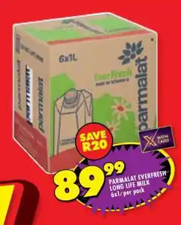 Shoprite PARMALAT EVERFRESH LONG LIFE MILK 6x1ℓ per pack offer