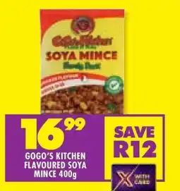 Shoprite GOGO'S KITCHEN FLAVOURED SOYA MINCE 400g offer