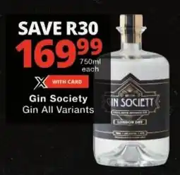Checkers Gin Society Gin All Variants offer