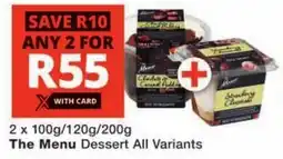 Checkers The Menu Dessert All Variants offer