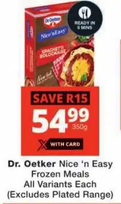 Checkers Dr. Oetker Nice 'n Easy Frozen Meals offer