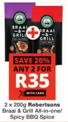 Checkers Robertsons Braai & Grill All-in-one/ Spicy BBQ Spice offer