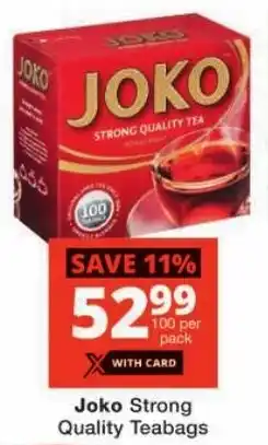 Checkers Joko Strong Quality Teabags offer