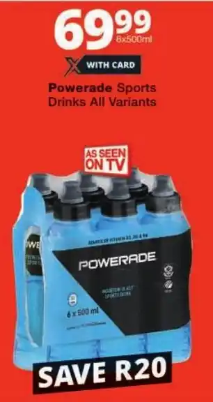 Checkers Powerade Sports Drinks All Variants offer