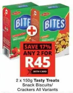Checkers Tasty Treats Snack Biscuits/ Crackers All Variants offer