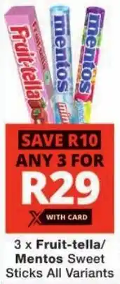 Fruit-tella/ Mentos Sweet Sticks All Variants