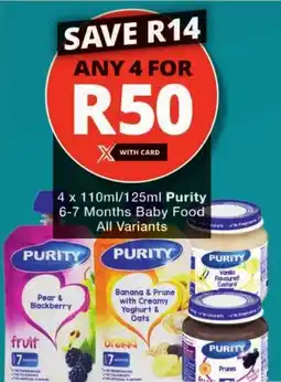 Checkers Purity 6-7 Months Baby Food All Variants offer