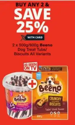 Checkers Beeno Dog Treat Tubs/ Biscuits All Variants offer