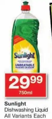 Checkers Sunlight Dishwashing Liquid All Variants Each offer