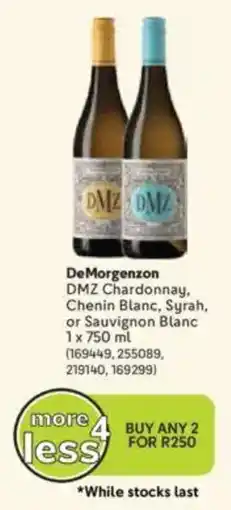 Makro De Morgenzon DMZ Chardonnay, Chenin Blanc, Syrah, or Sauvignon Blanc offer