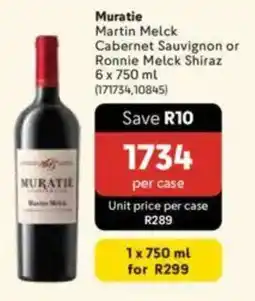 Makro Muratie Martin Melck Cabernet Sauvignon or Ronnie Melck Shiraz offer