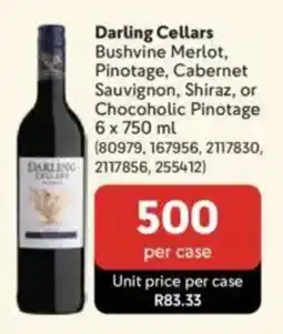 Makro Darling Cellars Bushvine Merlot, Pinotage, Cabernet Sauvignon, Shiraz, or Chocoholic Pinotage offer