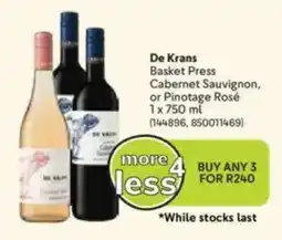 Makro De Krans Basket Press Cabernet Sauvignon, or Pinotage Rosé offer