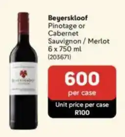 Makro Beyerskloof Pinotage or Cabernet Sauvignon/ Merlot offer