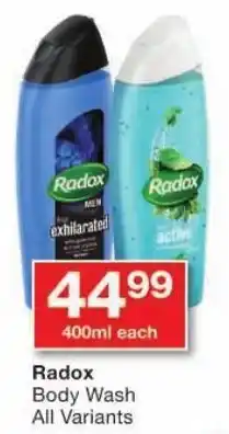 Checkers Radox Body Wash All Variants offer