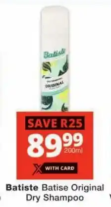 Checkers Batiste Batise Original Dry Shampoo offer