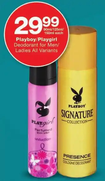 Checkers Playboy/Playgirl Deodorant for Men/ Ladies All Variants offer