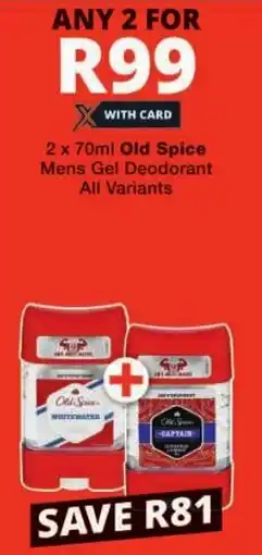 Checkers Old Spice Mens Gel Deodorant All Variants offer