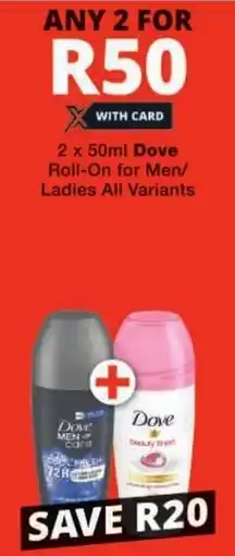 Checkers Dove Roll-On for Men/ Ladies All Variants offer
