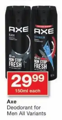Checkers Axe Deodorant for Men All Variants offer